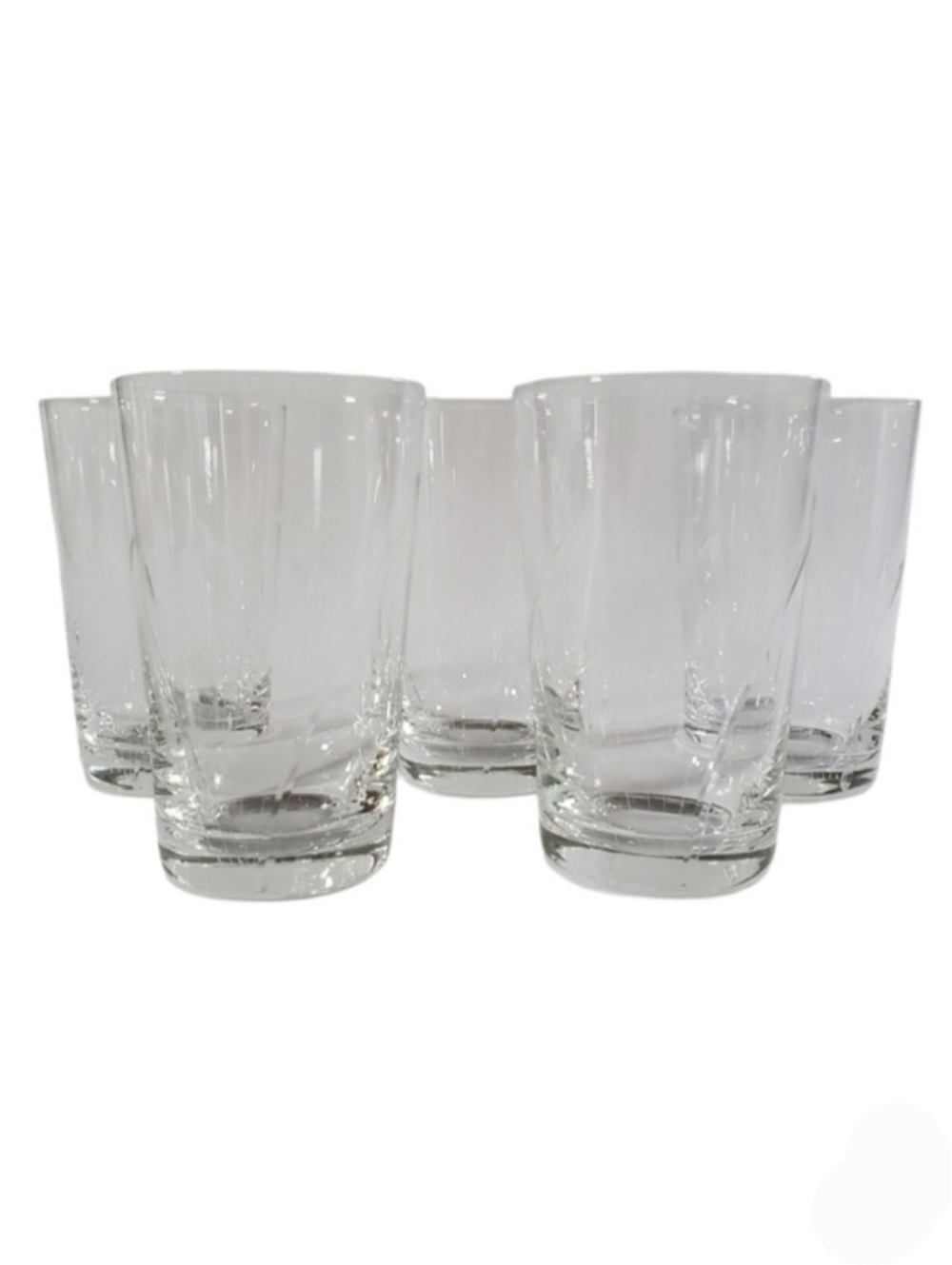 Etched Crystal Drinking Glasses Set Of 5 Mid Century Modern Barware Vintage